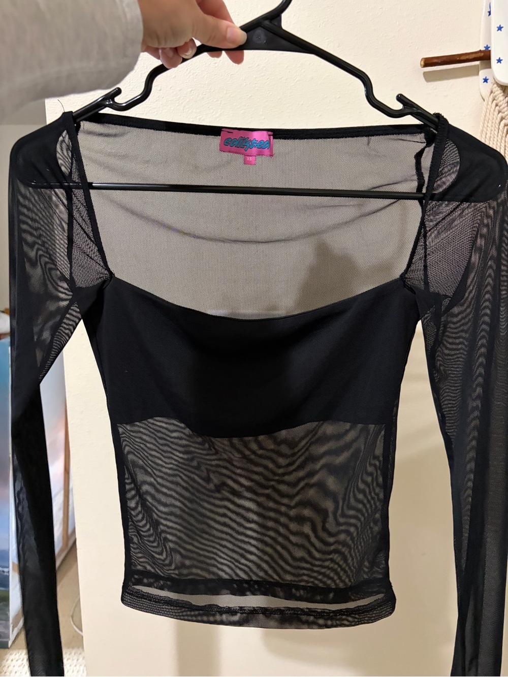 Edikted Sheer black Mesh Top